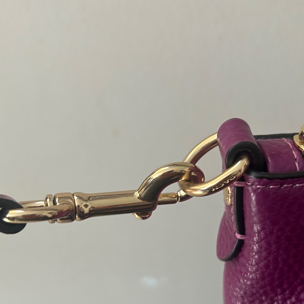 Coach Purple Pebbled Leather Satchel with Gold Hardware - Picture 5 of 11